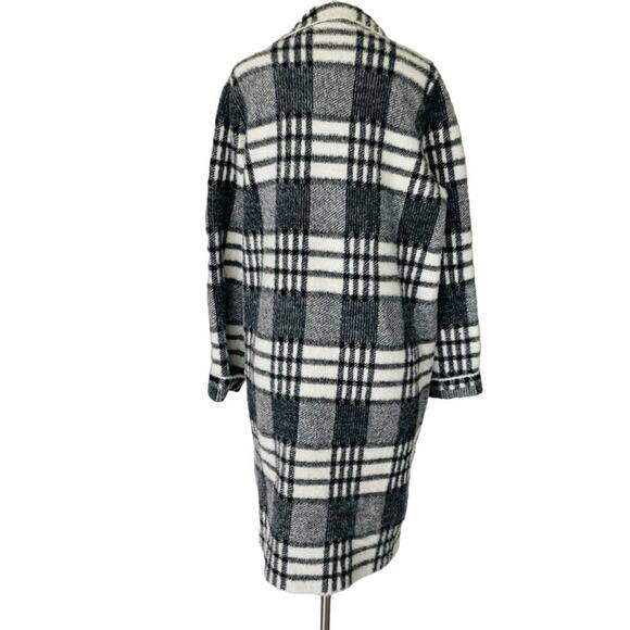 Cyrus Black and White Plaid Midi Jacket Cozy Soft Pockets Coat - Picture 8 of 11